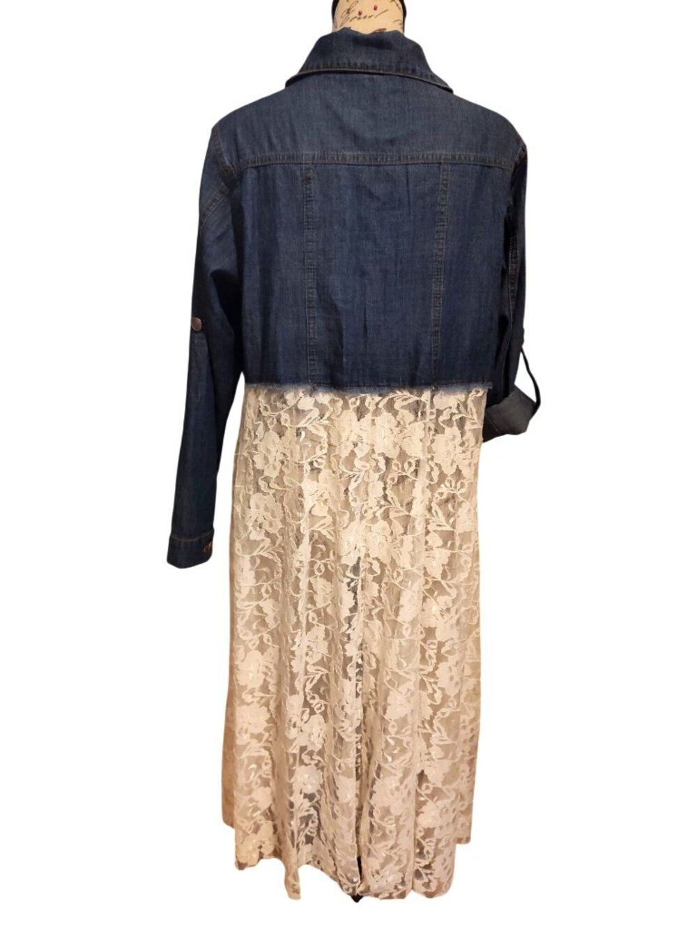 Denim & Lace Jacket-Dress Combo Size S/M Origami Brand Lightweight & Stylish Per - Picture 5 of 8